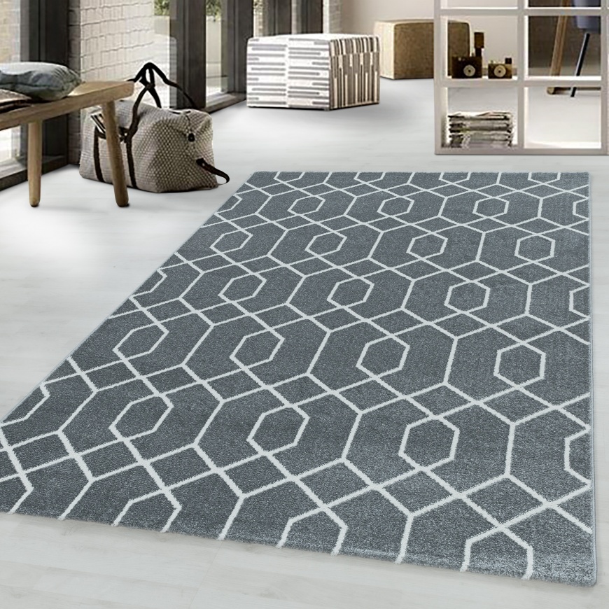 Modern Grey Area Rug for Living Room, Office